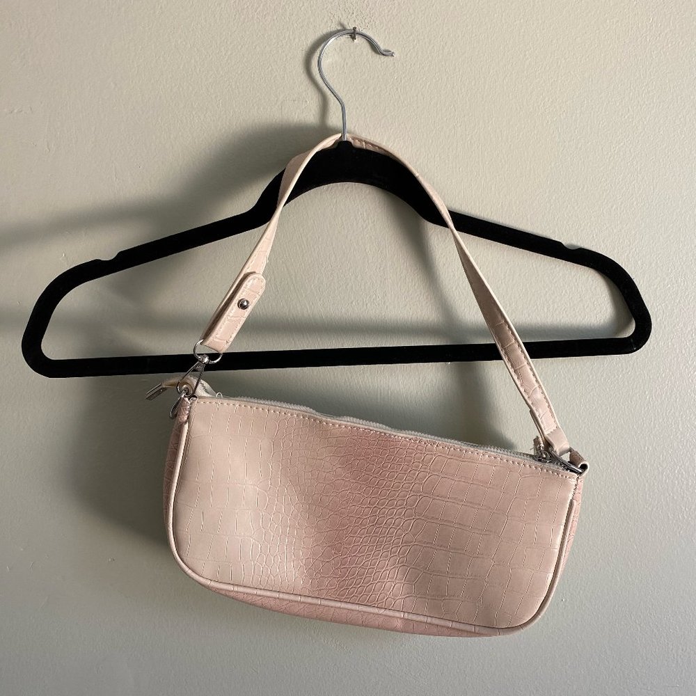 White Faux Croc Skin Purse